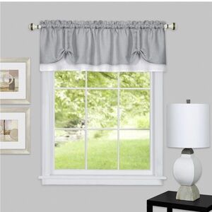 Achim Darcy Window Light Filtering Curtain Valance Grey/White 58 x 14in
